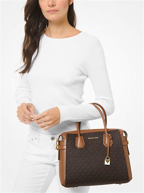 michael kors mercer medium logo belted satchel|mercer medium logo belted satchel.